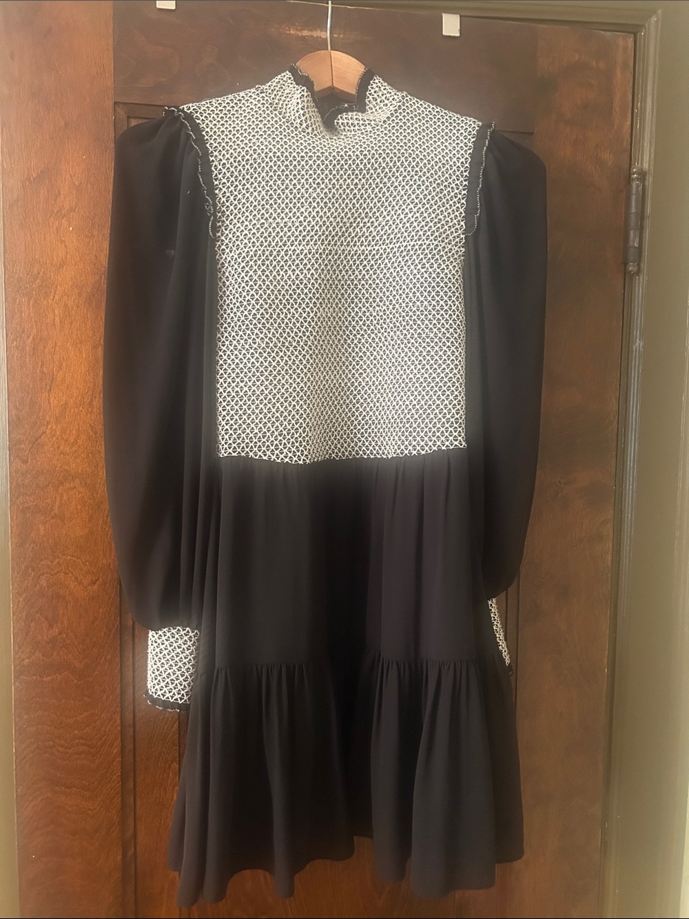 Alice + Olivia Elvira smocked turtleneck dress.